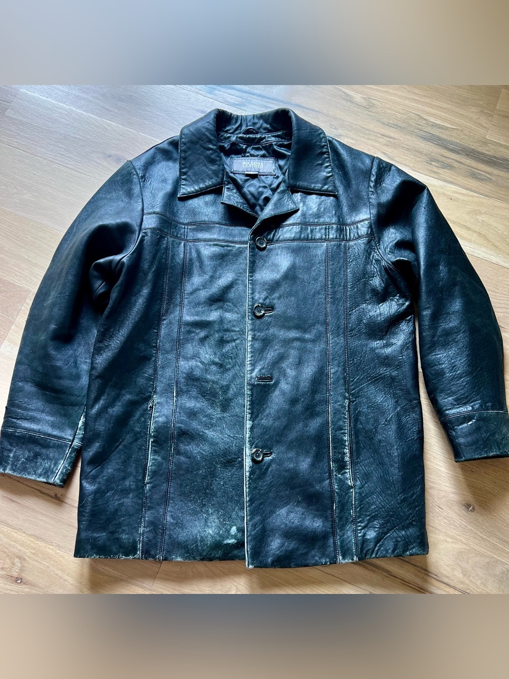 vintage Wilsons Leather M. Julian black leather car coat for men